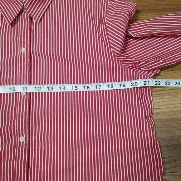 American Living Red Striped Classic Cotton Button Down Size Large - Picture 3 of 10